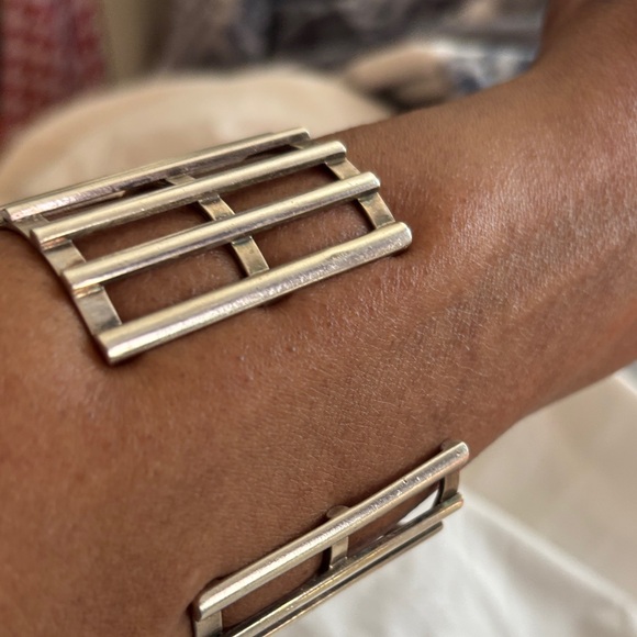 Mexico 925 Sterling Silver Ladder Wide Cuff - Picture 5 of 6